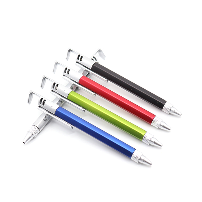 Multifunctional mobile phone holder ballpoint pen, screwdriver tool pen, spirit level caliper pen